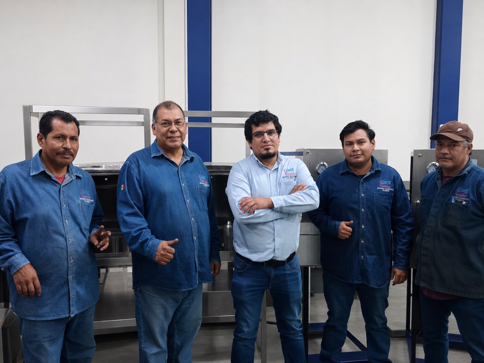 Equipo de fabricación de SIMEX junto a equipos industriales de acero inoxidable